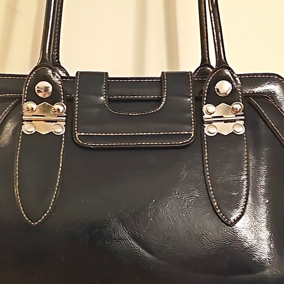 Worthington Designer Shoulderbag w/Double Handle, Navy Blue, Lined, Snap Closure - Picture 8 of 15